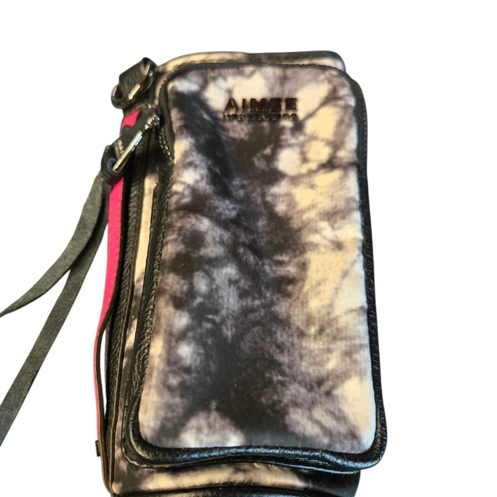 Aimee Kesterberg Water Bottle Cell Phone Holder Cross Body Black White Tie Dye